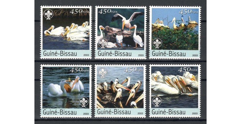 GUINEA BISSAU 2003 - PELICANI - SERIE DE 6 TIMBRE - NESTAMPILATA - MNH / pasari633